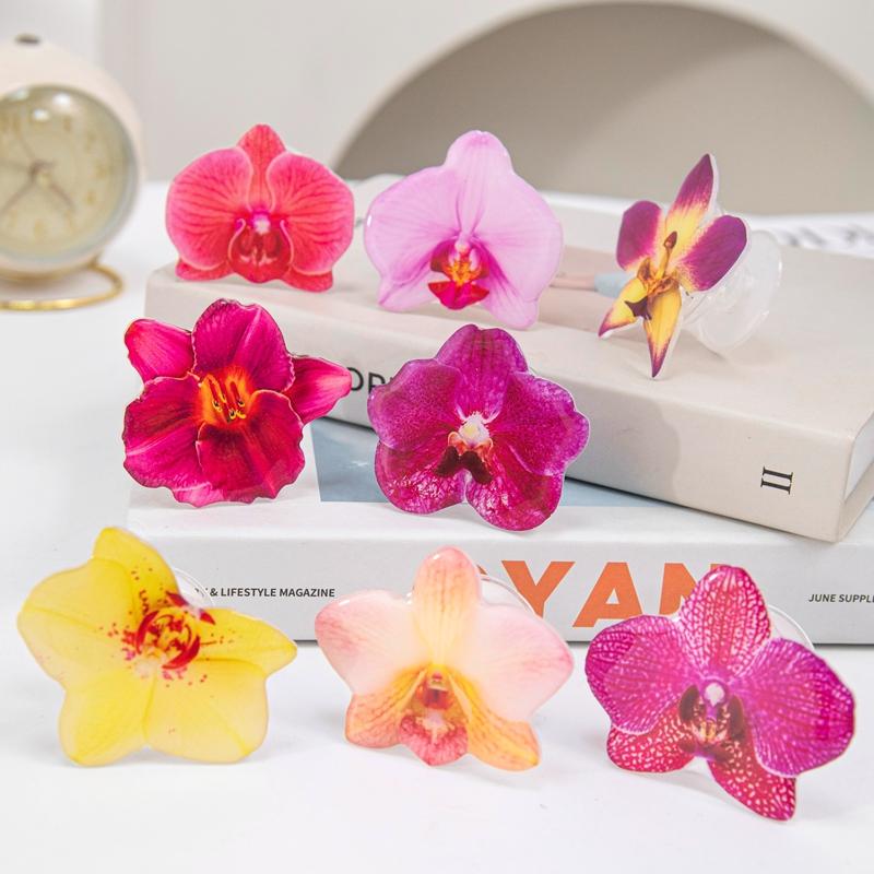Orchid Flower Shaped Phone Support Ring Expandable Phone Holder Desktop Cell Phone Grip Lazy Bracket