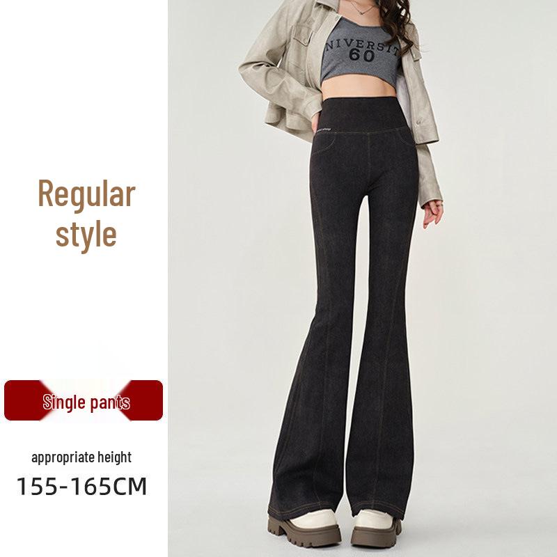

Women s Faux Denim Micro-Flare Bell-Bottom Pants - Slimming, High-Waisted, Versatile for Tall Figures (Spring/Autumn 2026 Collection) Extra Large