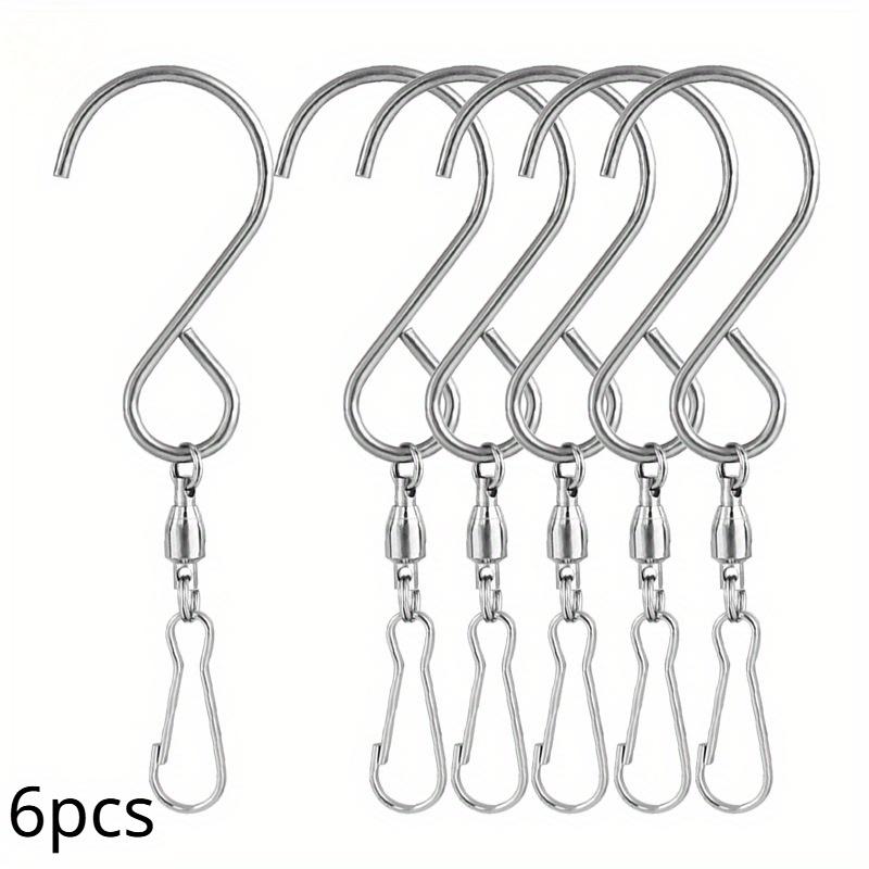 Stainless Steel 360° Swivel Hanging Hook, Dual Rotating S Hook, Wind Chime Flower Basket Decor Hook for Indoor Outdoor Use