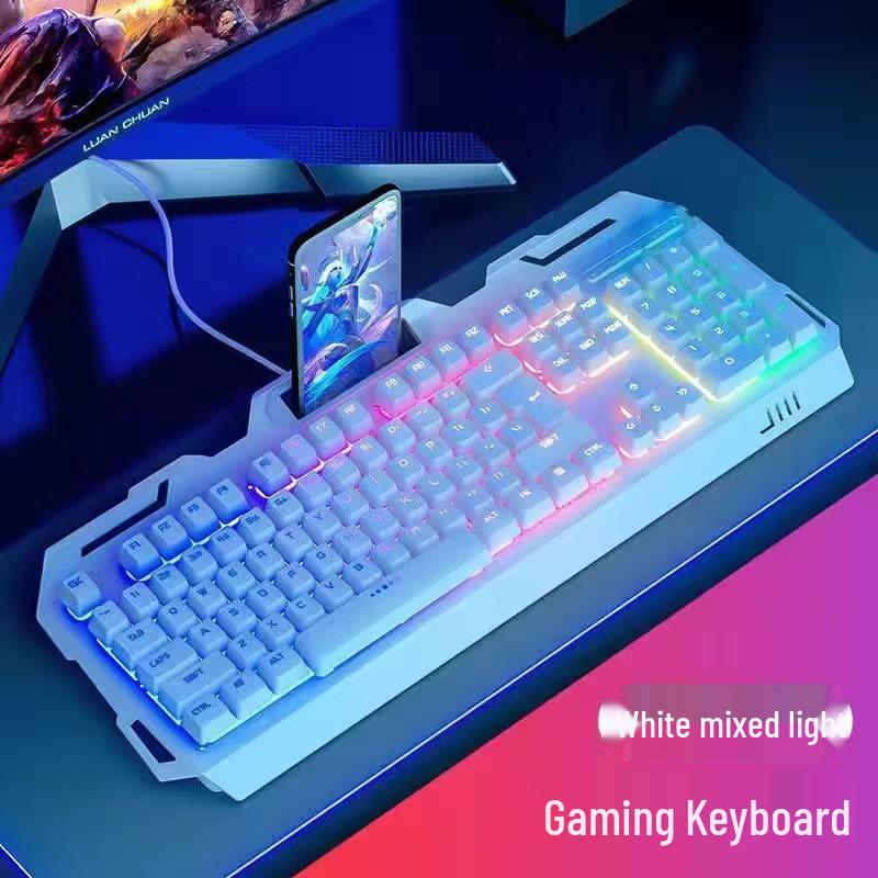 Luminous Wired Keyboard & Mouse Set with Floating Keycaps - USB, Mechanical Feel for Gaming Desktops & Laptops