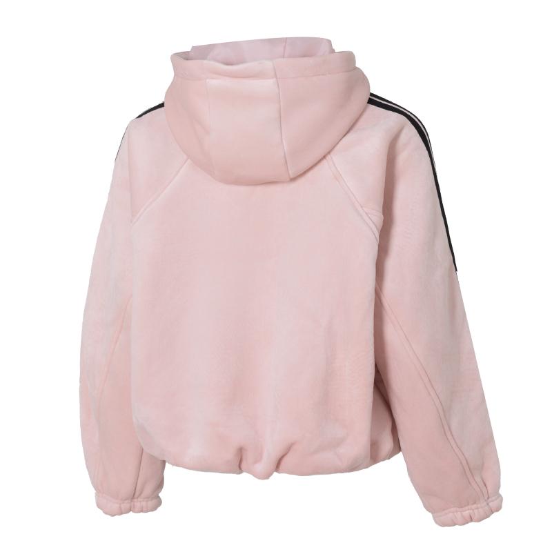 adidas FW25 Story Velvet Warm Logo Three Stripes Hooded Long Sleeve Jacket Women Jacket KB7605