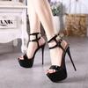Sandali Estivi con Tacco Alto 17cm Donna Sexy Peep Toe Plateau Cinturino alla Caviglia con Fibbia Scarpa Tacco Super Alto Décolleté da Festa Sandalo Gladiatore