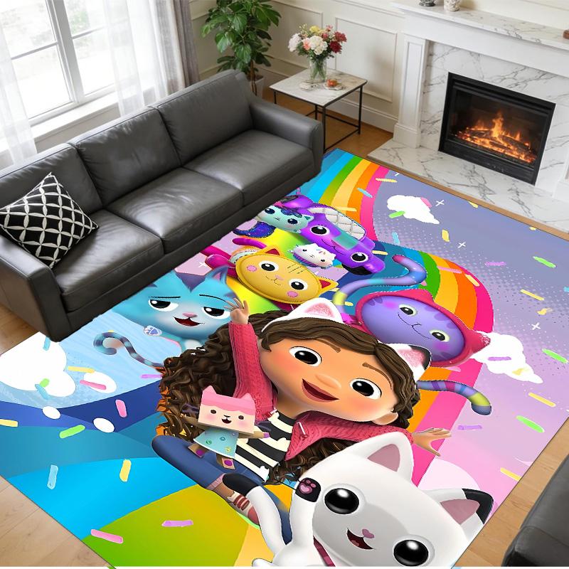 Anti‑Slip Crystal Velvet Floor Rug, Gabby's Dollhouse Design Carpet for Indoor Living Bedroom Home Decoration