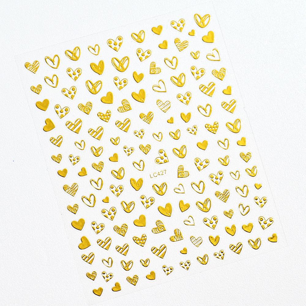 Black Heart-Shaped Japanese Manicure Sticker, Small Fresh Lines Love Striped Nail Decorative Decal