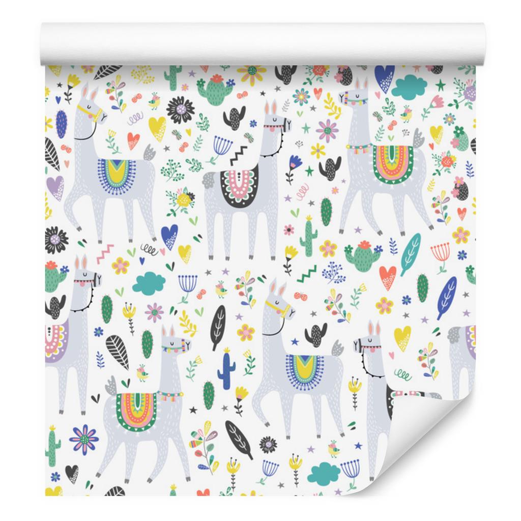 Llama Animals and Flowers Wallpaper for Living Room and Bedroom 50x1000