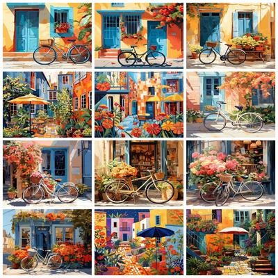 5D Diy Diamond Painting Mosaic Door House Full Square Round Embroidery Landscape Building Mosaic Home Decor