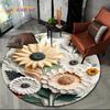 Dream Flower Art Daisy Rose Sunflower Cartoon Round Carpet Rug for Living Room Bedroom Kid Decor,Pet Area Rug Non-slip Floor Mat