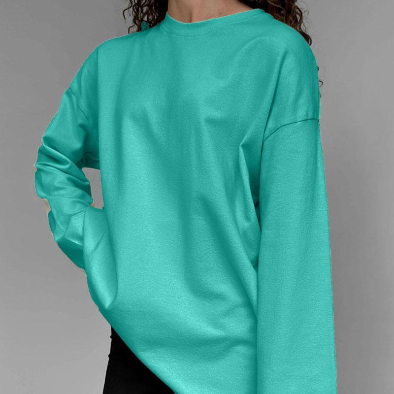 2025 spring and autumn new European and American style pure cotton long-sleeved T-shirt women's comfortable casual all-match loose top kj3316