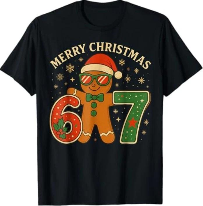 67 Meme Six Seven 6 7 Meme Funny Christmas Gingerbread T-Shirt 3XL