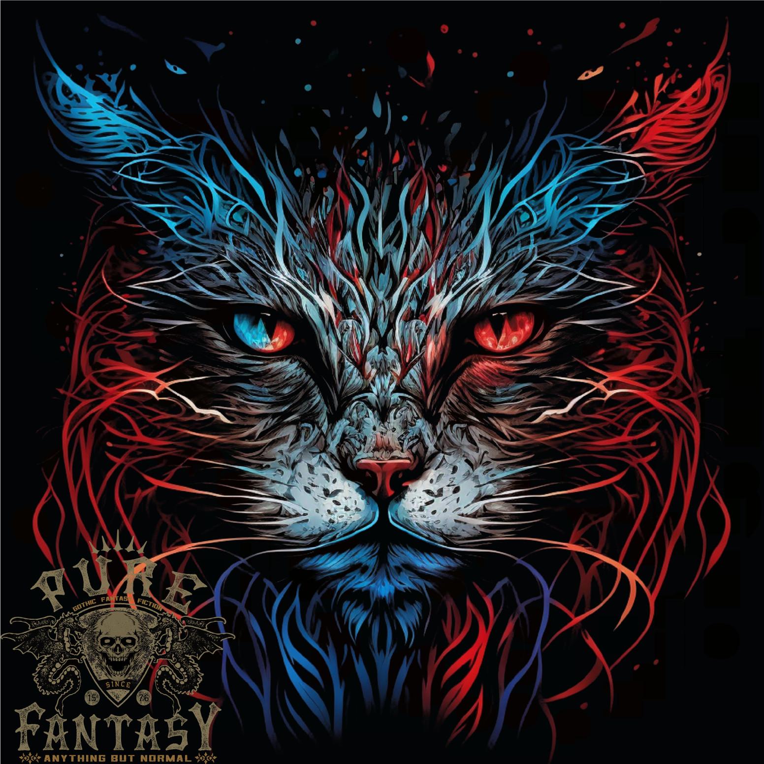 26 A Fantasy Cat With Cool Colours 5 Mens T-Shirt 100% Cotton Unisex T-Shirt L
