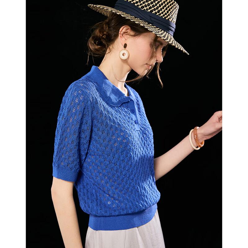 Wudao Women's Polo Crochet Knit Top