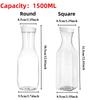 50 Oz Large Plastic Water Bottle with Flip Cap, Square Base Juice Container, Clear Plastic Water Bottle, Beverage Milk Bottle