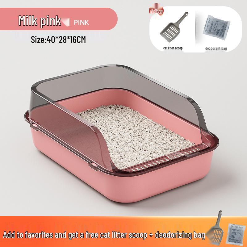 Extra Large Semi-Enclosed Anti-Splash Cat Litter Box - Double Layer Kitten Toilet Essentials