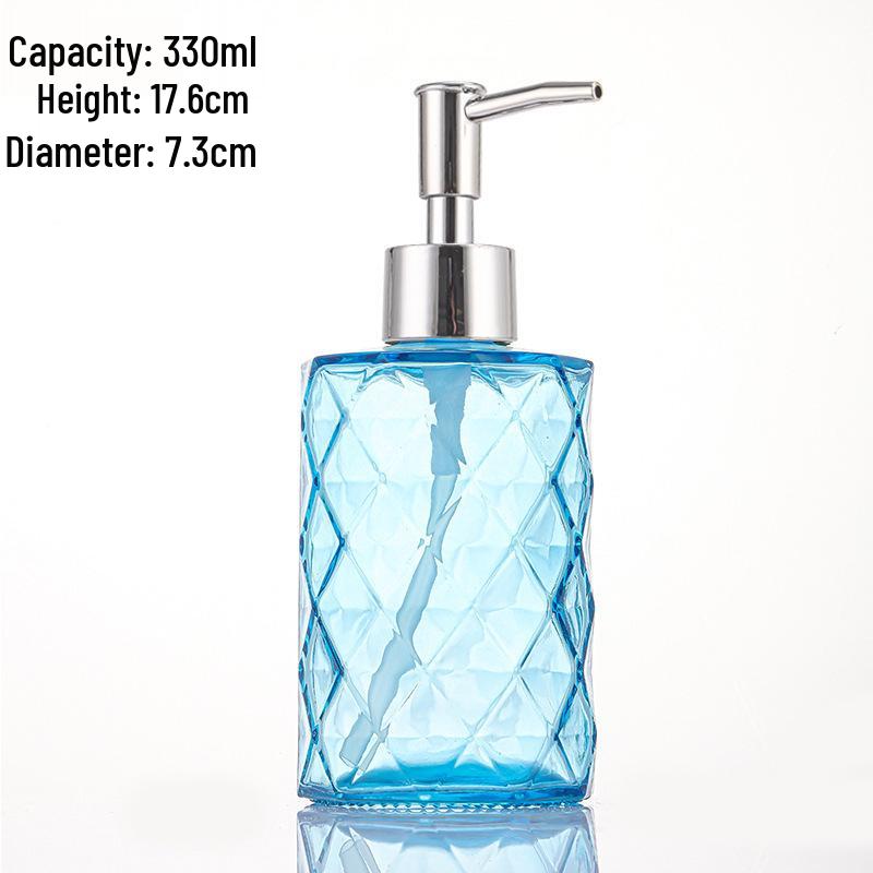 Colored Glass Press-Type Refillable Bottle for Lotion, Hand Soap, Shampoo, or Shower Gel