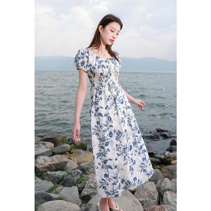 Sancai 2025 Summer Plus Size Square Neck Floral A-Line Dress