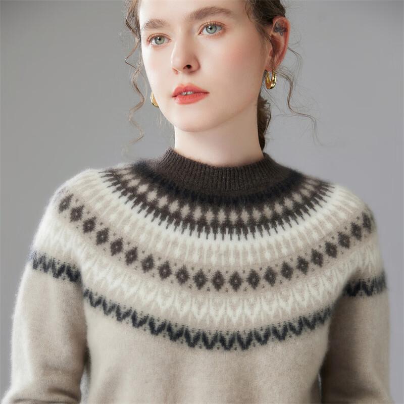 Fanzhen Damtröja i tjock kashmir med halvhög krage