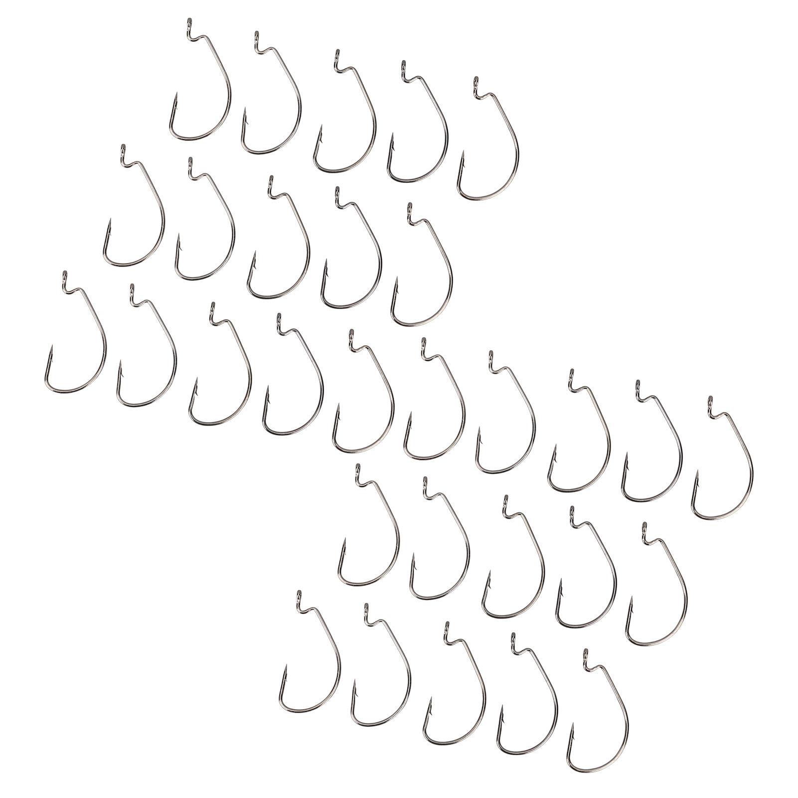

30 шт. Гачки для риболовлі з нержавіючої сталі з довгим цівком, набір J-гачків для прісної та солоної води