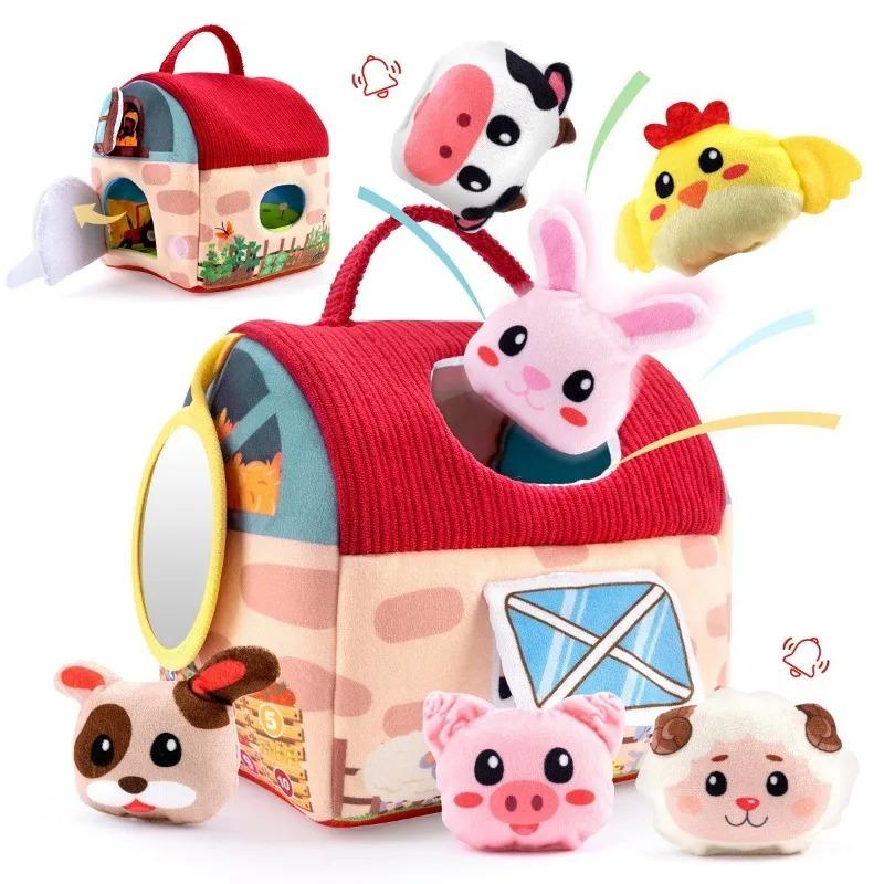 

Baby Toys 6-12 Months,Bee House with Stuffed Farm Animals for Toddlers 1-3 Baby Plush Beehive wtih Rattles Squeaker Mirror