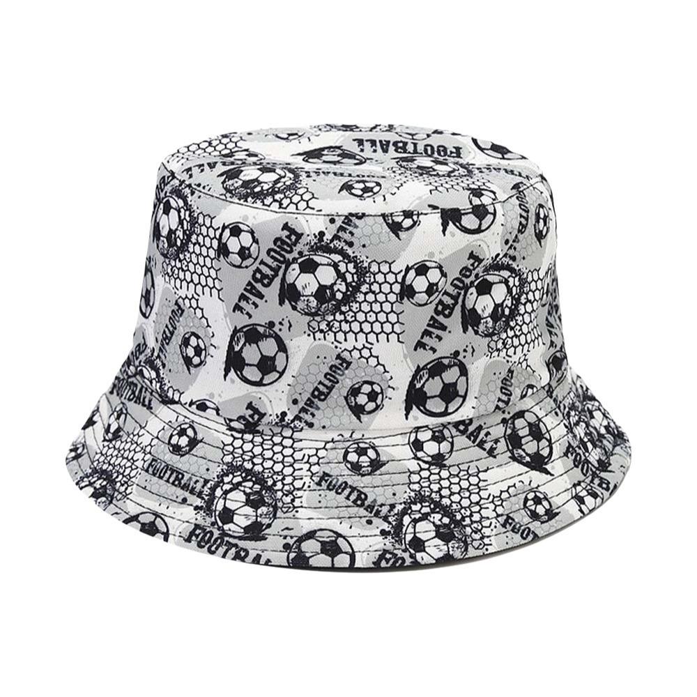 Folding Soccer Pattern Bucket Cap Korean Style Football Fisherman Hat Sunscreen Basin Cap Work