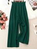 2025 Euro-America Straight-Leg Casual Summer Pants: Solid Color, Plus Size, Loose Wide-Leg Design