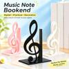 Musical Note Bookend with Flat Base Decorative Vertical Book Stoppers for Bookshelf, Desktop, Holiday Party Displays