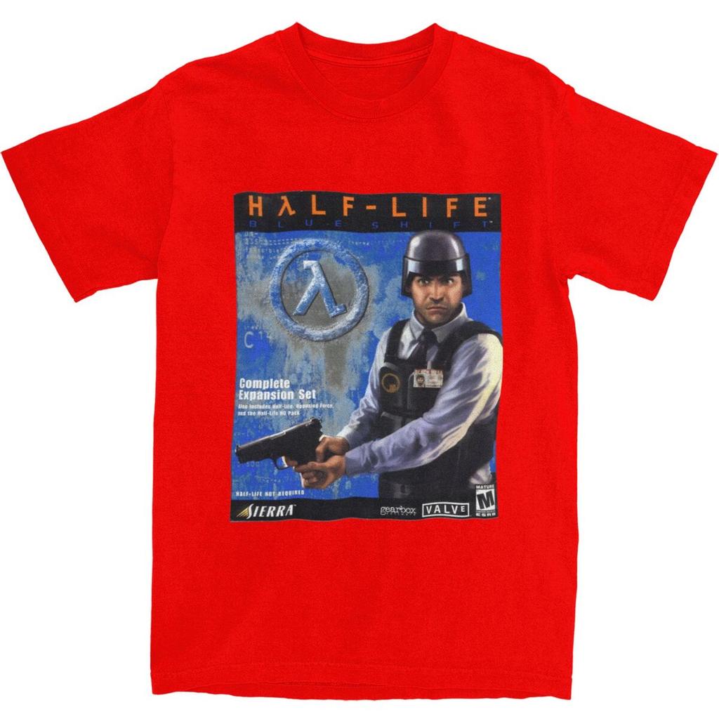 Men's Videogames Blue Shift Sierra Box Art 2001 T-Shirts Halfs Lifes Cotton Tees Summer  Short-Sleeved Round Neck Tee Shirt