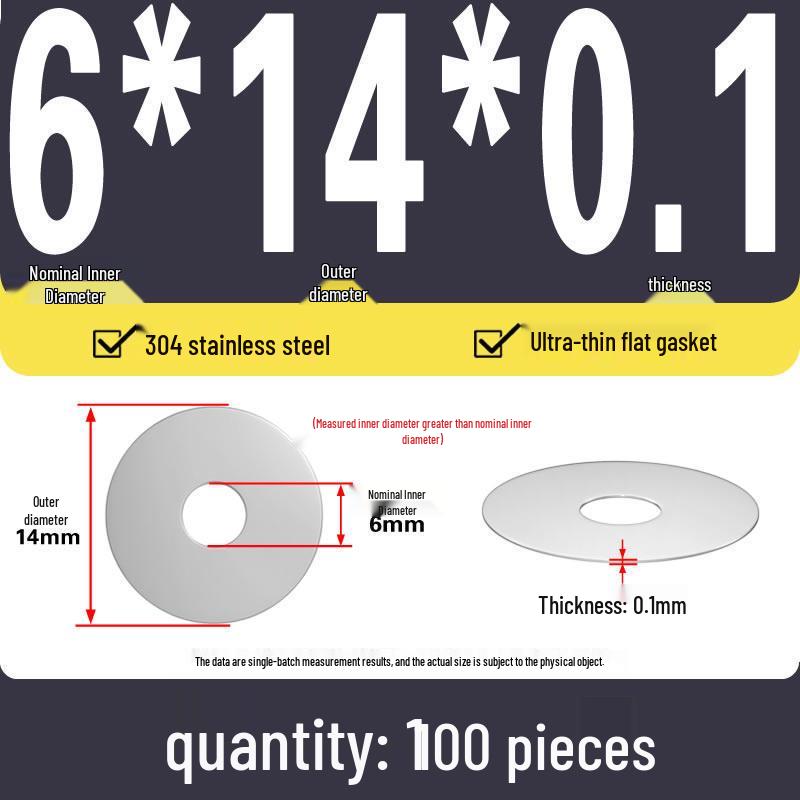 Plochá podložka z nerezové oceli 304 pro nastavení vůle hřídele (0,1/0,2/0,3 mm)