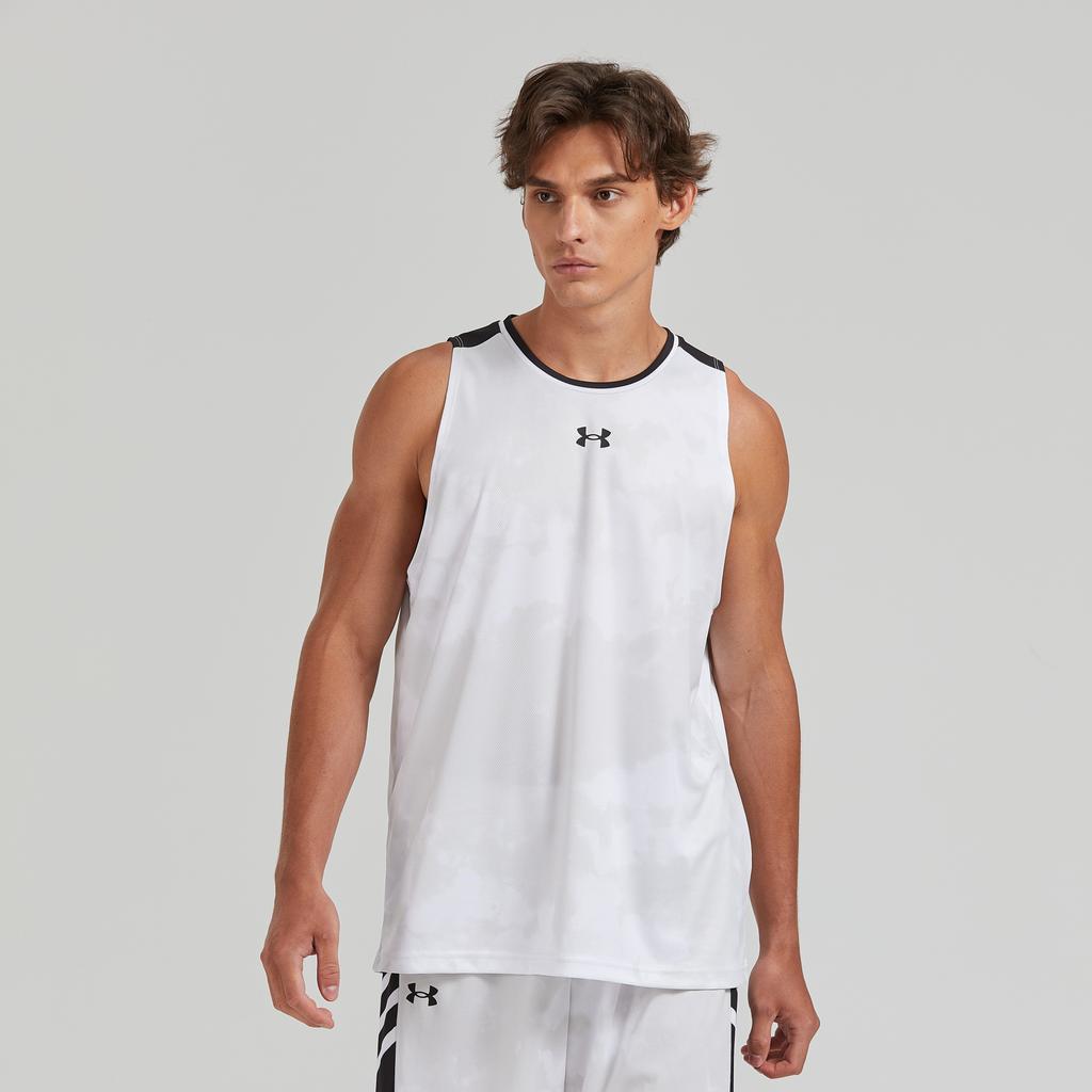 Under Armour Solid Color Loose Training Fitness Running Basketball Vest Unisex Tops White 24500105-100