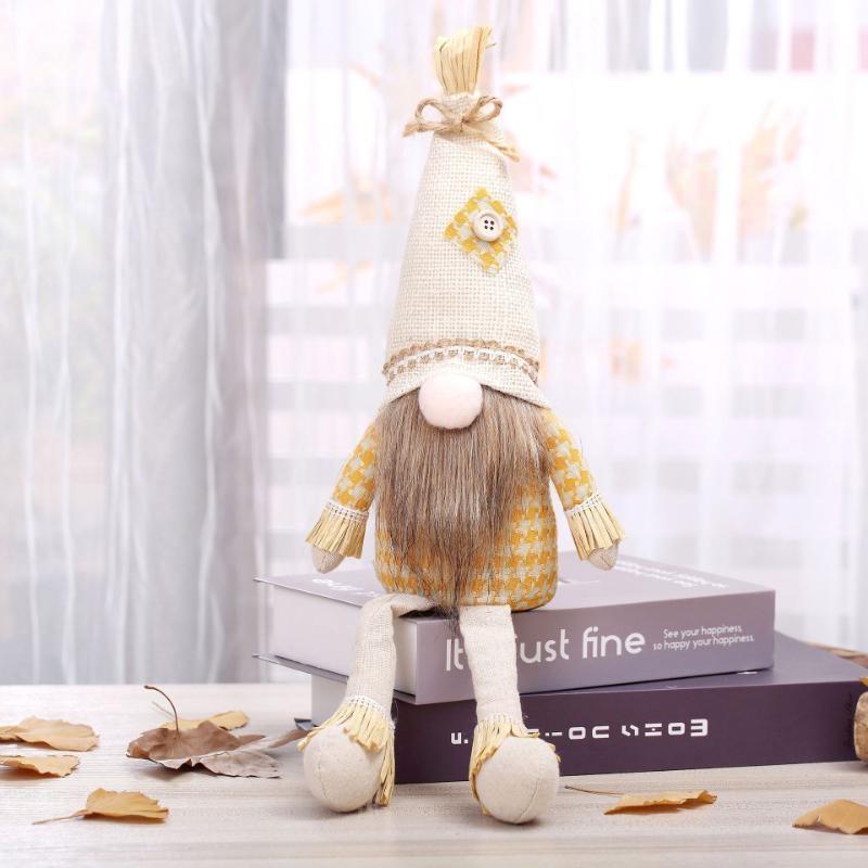 2023 New Harvest Straw Dwarf Doll Ornaments Christmas Rudolf Thanksgiving Faceless Doll Home Decoration Gift 1pcs