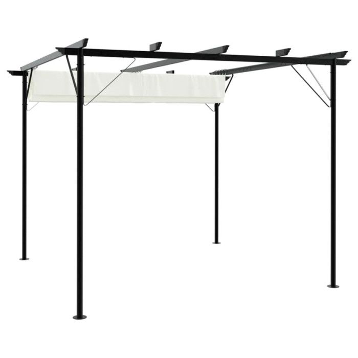 VidaXL Pergola avec toit rétractable Blanc crème 3 x 3 m Acier