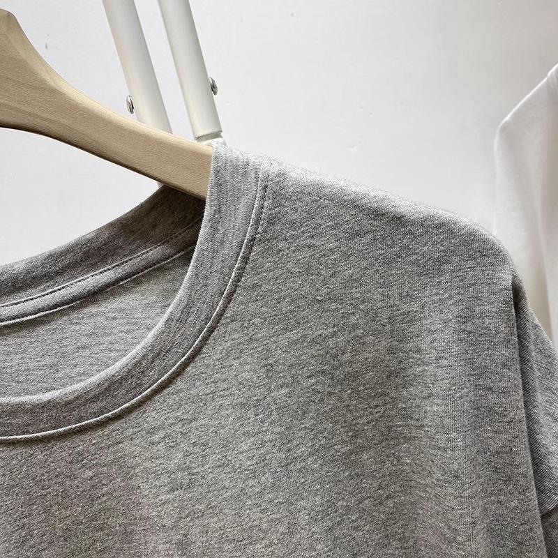 Dam sommar 2024 Lös passform Bokstavstryck Bomulls-T-shirt