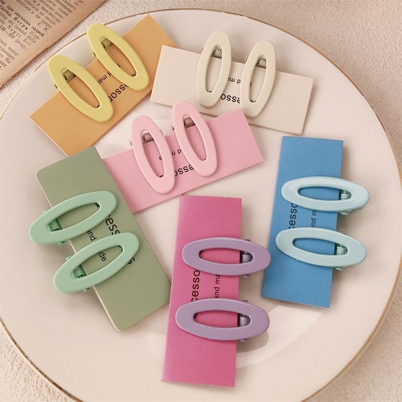 2 Stück/Set Kinder Süßigkeitenfarbe Haarspangen Set Süße Ellipse Haarspangen Haarklammern Mädchen Haarband