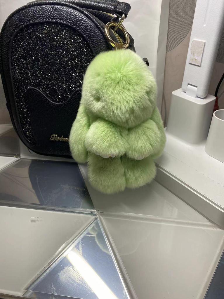 Rex Rabbit Fur Bunny Pendant Ornament Keychain and Luggage Accessory