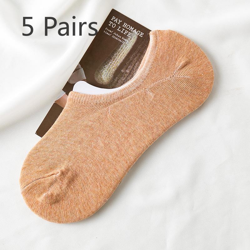 

5 пар женских летних тонких силиконовых нескользящих невидимых хлопковых носков-лодочек 5 Pairs