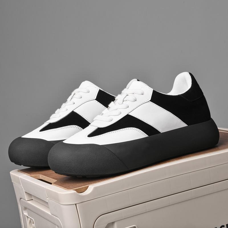 Personlighetsdesignade Casual Skor för Män Gångskor Mångsidiga Äkta Läder Man Sneakers Tjock Sula Vulkaniserade Skor