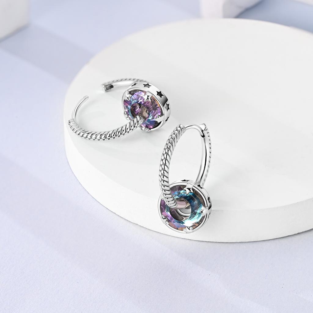 925 Sterling Silver Drop Earring Hoop Earrings For Women Sparkling Star Flower Firefly French Style Pendientes Fine Jewelry