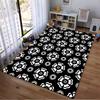 Black and White Floral Pattern Carpet with Circular Accents, Modern Style Suitable for use as an anti-slip for living room bedroom sofas