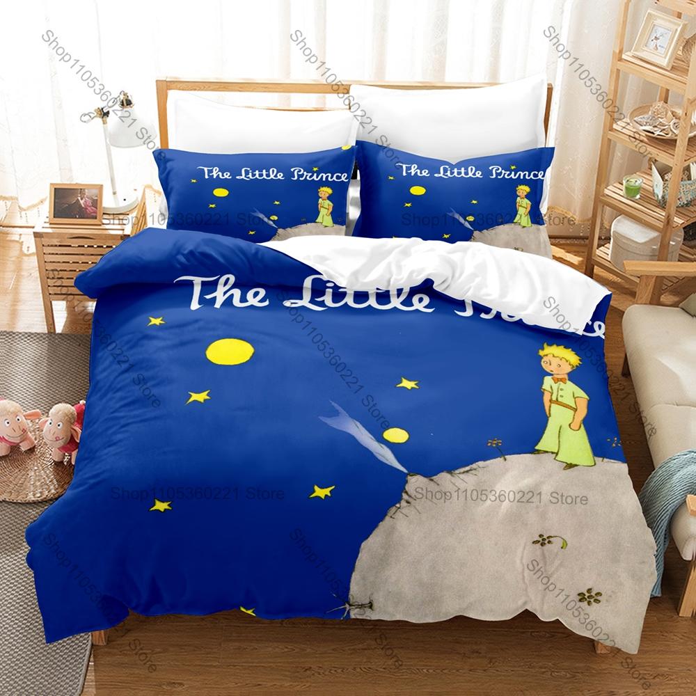 Cool Vintage Rose Fox Planet Pattern 3 In 1 Bedding Set Quilt Cover With Two Pillowcases Sweet Bedroom Home Gift Little Prince A
