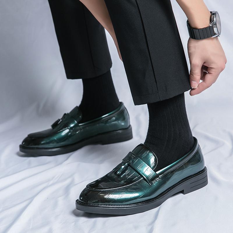 FashionMen's Leather Loafers Comfortable Business Leather Tassels Shoes for Men Lightweight Slip-on Anti-slip Wearable Men Loafer Shoes