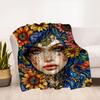 "Bohemian Floral Fantasy Women's Dress"Blanket Flannel Throw Blanket for Sofa, Bed, Travel, Camping, Office, Couch, Chair, And Bed Gift for