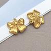 Gold Stainless Steel Bow Necklace & Bracelet Set - Versatile Pendant, Charm, DIY Earrings, Fashion Jewelry Accessories.
