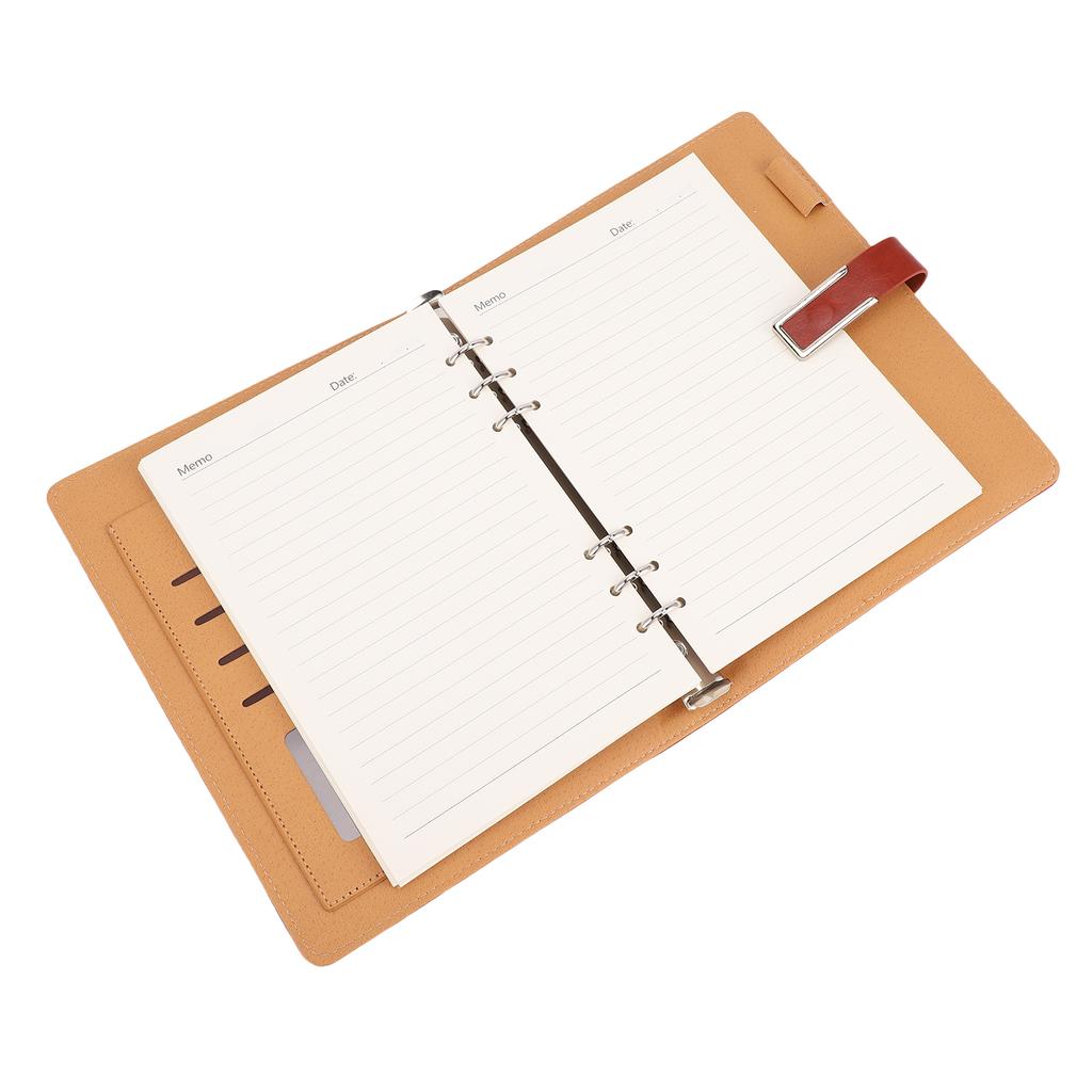 A5 Ordner 6 Ringe PU-Leder Magnetverschluss Nachfüllbarer Notizbuchordner mit 80 Blatt Papier