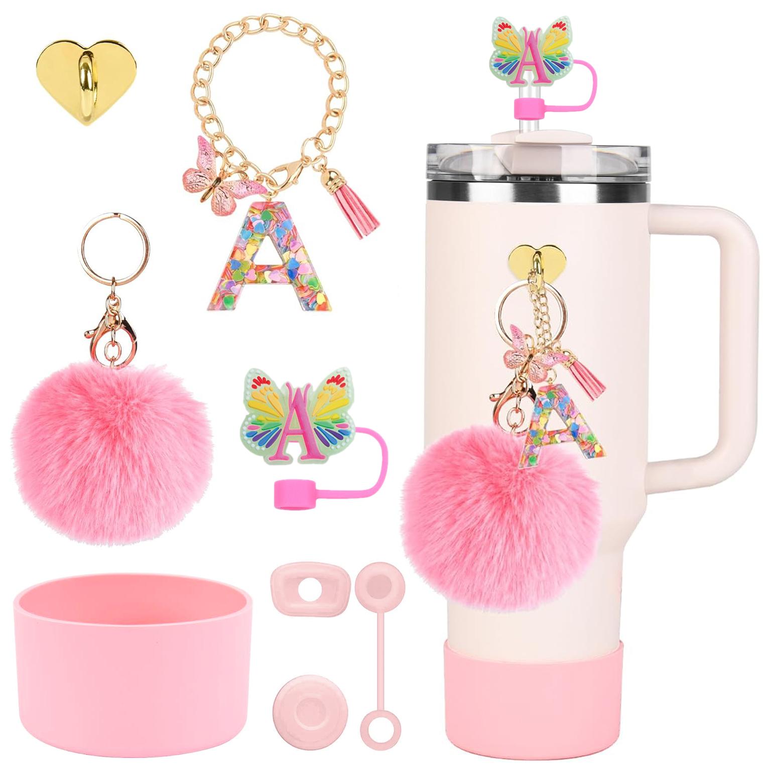 

Набор из 8 аксессуаров для стакана Stanley с инициалами: силиконовая крышка для соломинки и чехол, милые шармы с буквами для тамблера 40 унций 30 унций с ручкой