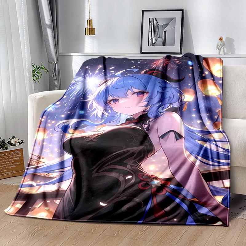 1pc Blanket Genshin Impact characters5 Print Design, Lightweight Blanket for Sofa, Bed- Soft &Warm, Gift for All Seasons like Christmas, Halloween