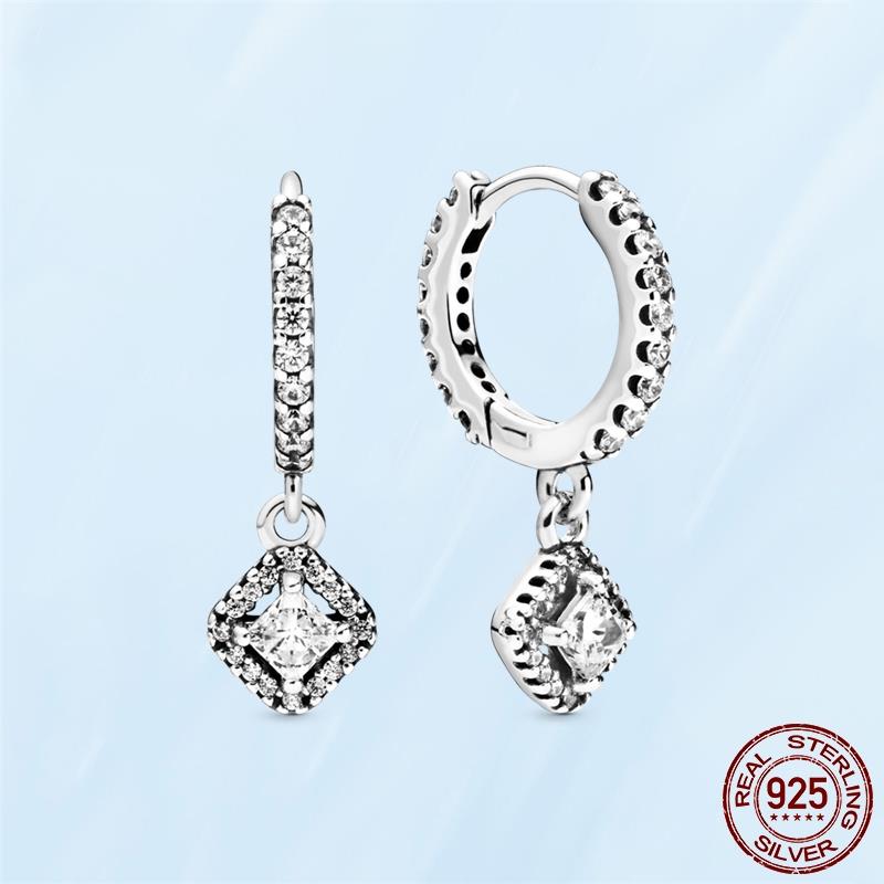 Real Original 925 Sterling Silver Daisy Flower Feather Hoop Heart Stud Earrings Fit Women Fashion Jewelry Engagement Party Gift