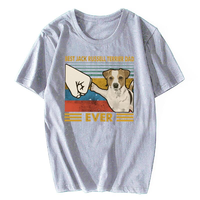 Retro Best Jack Russell Terrier Dad Ever T Shirt For Men Short Sleeve Dog Lover Summer T-shirt Soft Cotton Tee Merchandise Gift