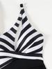 Striped Printed One Shoulder Hollow Out Sexy One Piece Bikini Swimsuit Women Fashion Elegant Beach Vacation Swimwear