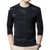 ROMON Mulberry Silk And Wool Long-Sleeve T-Shirt for Men, Spring And Autumn New Style Business Casual Printed Round Neck Sweatshirt for Me