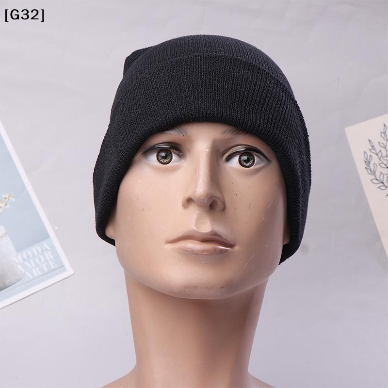 Black Knitted Woolen Beanie Hat Warm Pullover Hip Hop Snow Hat Multiple Colors Optional[G32]