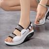 Large size soft leather thick-soled muffin sports sandals women wear new wedge heel heightening beach shoes